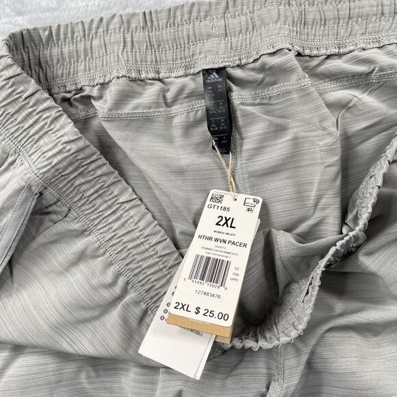 Adidas Shorts Women 2XL Heather Gray Three Stripe Woven Pacer Gym Running GT1185 - Picture 5 of 12